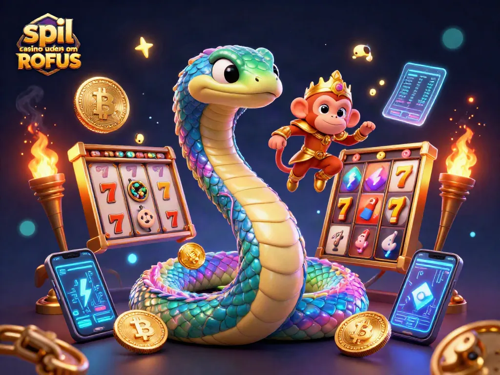 Play exciting casino games at spil casino uden om ROFUS with vibrant characters and slot jackpots.