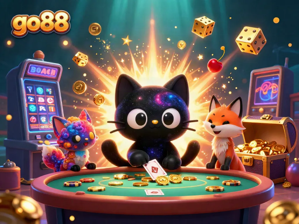 Experience the thrilling go88 casino atmosphere with vibrant characters, slots, and jackpot action.