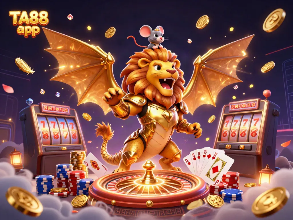 Activate the TA88 app for top-notch casino gaming experiences in a vibrant, dynamic illustration.