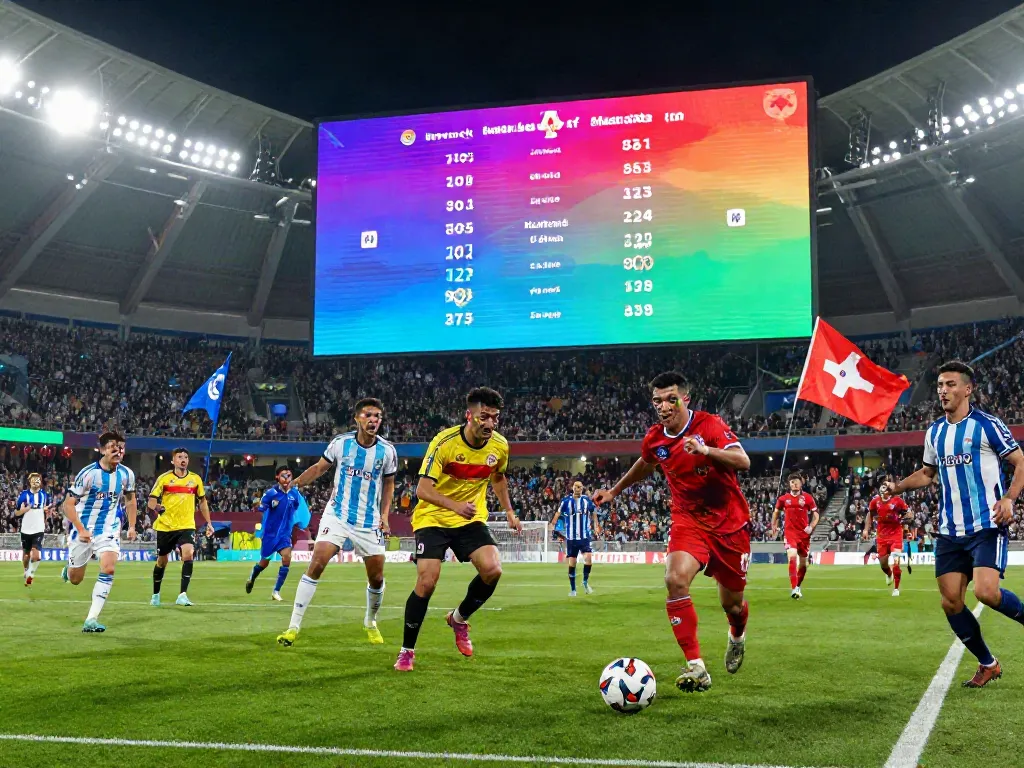 Exciting football match at GavangTV with fans cheering and players in action.