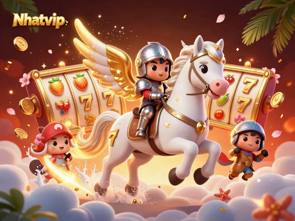 Nhatvip provides a dynamic casino experience with a vibrant celestial-themed illustration.