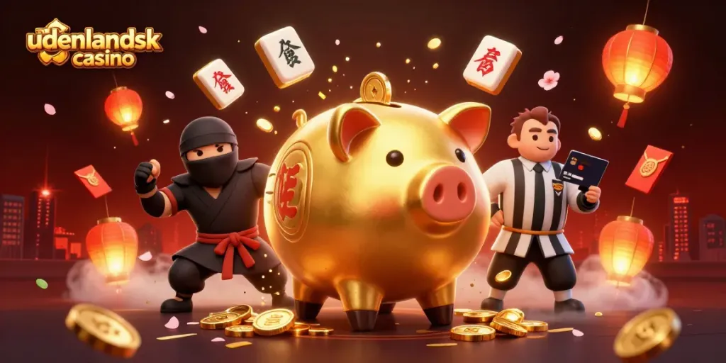 Experience the excitement of udenlandsk casino with dynamic 3D characters and vibrant casino elements.